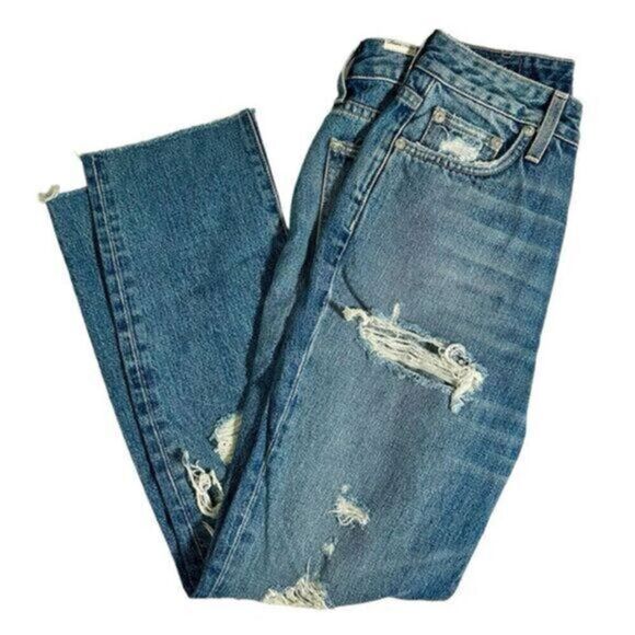 NWOT Lovers + Friends Denim Women’s Distressed Blue Jeans Ankle - Size 27 - Picture 1 of 10